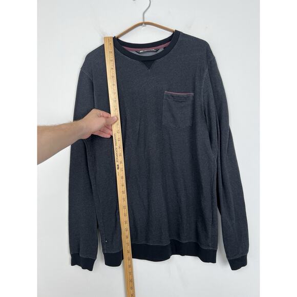 Travis Mathew Crewneck Sweater Mens Size M Heathered Black Pullover Pocket - Picture 5 of 10